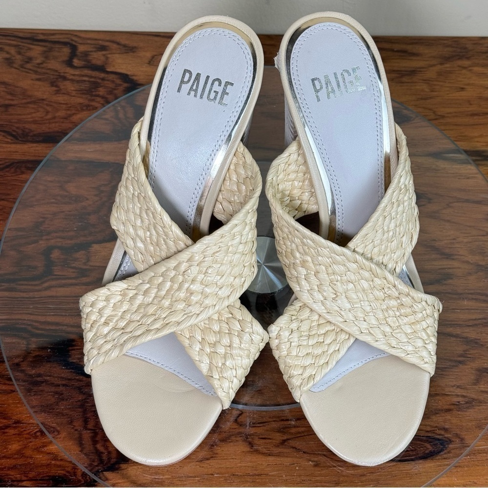 NEW Paige Nova Raffia Mules - Picture 2 of 16